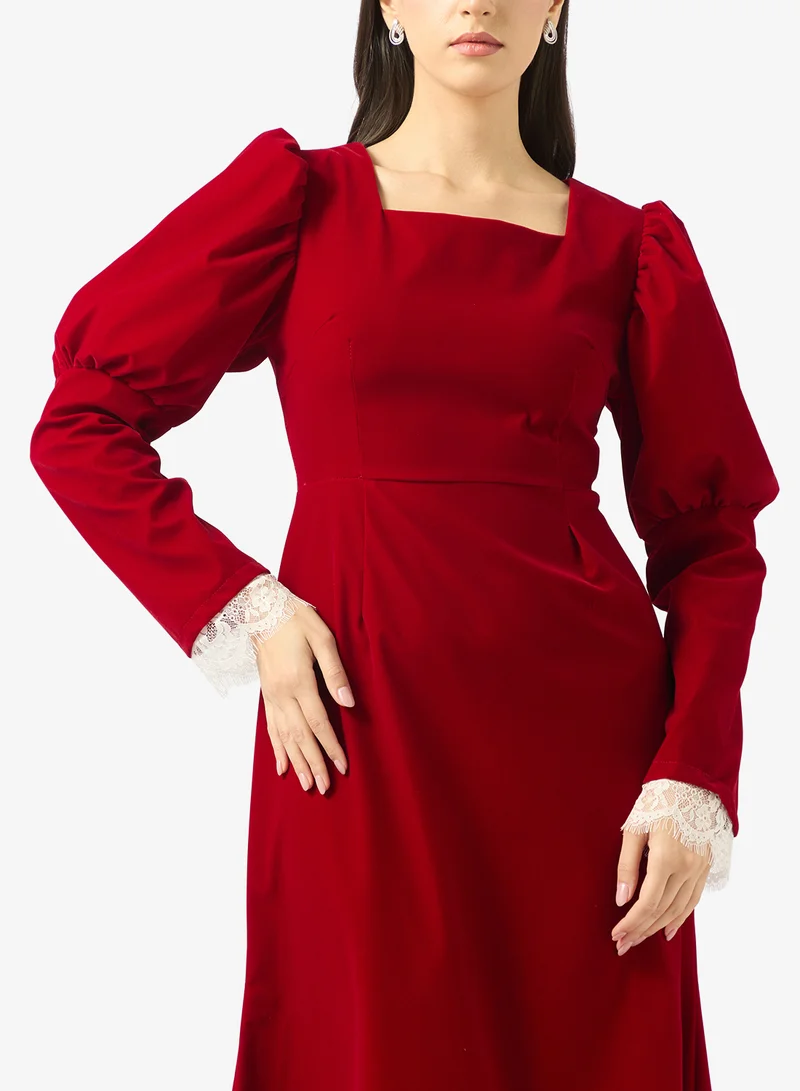 Khizana  A-line Dress With Lace Trim for Women | Best Price UAE